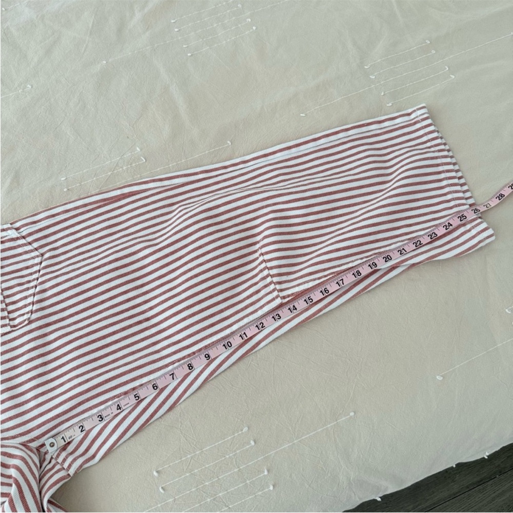 Aaron & Amber Rust Stripe Eyelet Drawstring Rope Waist Tie Barrel Jeans Large - Picture 10 of 13